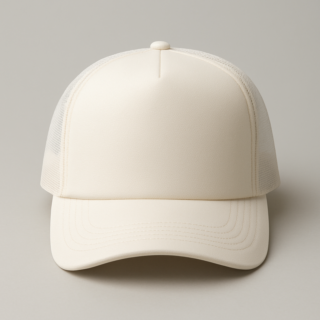 Cream structured trucker-style cap