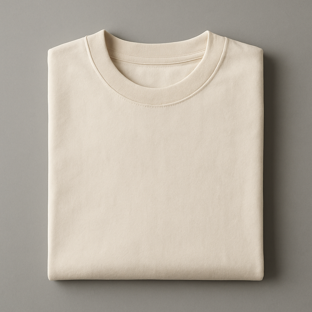 Folded cream heavyweight tee